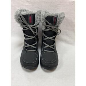 Columbia Youth Girl Ice Maiden Lace Winter Boot Black Pink Size 2 Waterproof